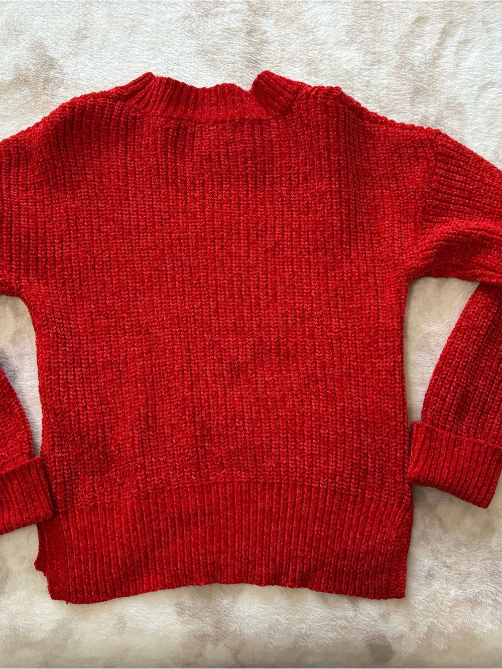 Sweet Stories Girls Red Cable-Knit Crewneck Sweater Size10/12M